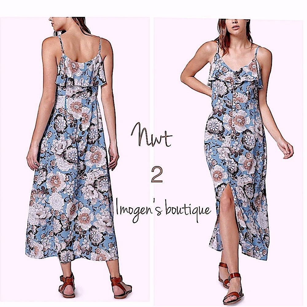 NWT Sanctuary Isabella floral print maxi dress size 2 button adjustable straps